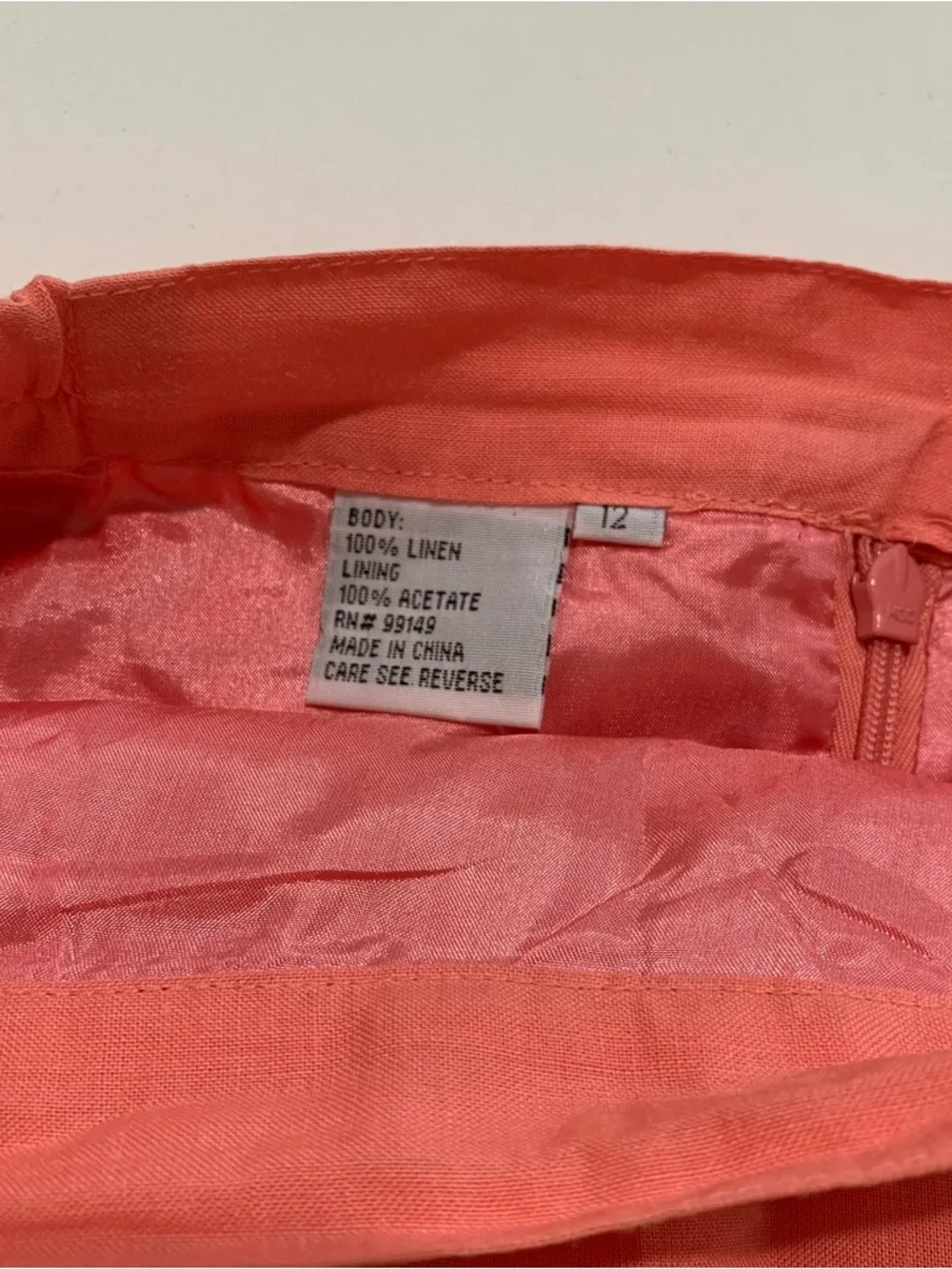 Coral Embroidered Leaf Lace Hem Midi Skirt, 100% linen - Picture 4 of 7